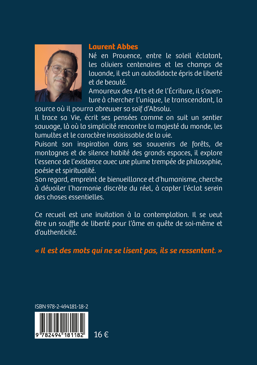 Quatrième de couverture du recueil Instants de vie